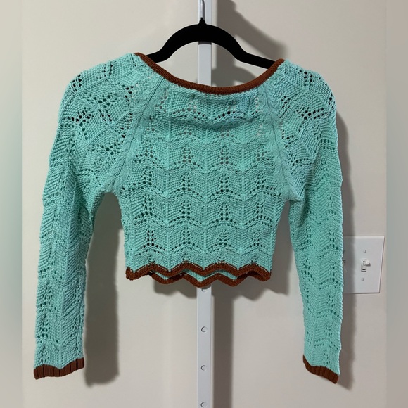 Urban Outfitters Blue and Brown Crochet Sweater - Picture 4 of 5